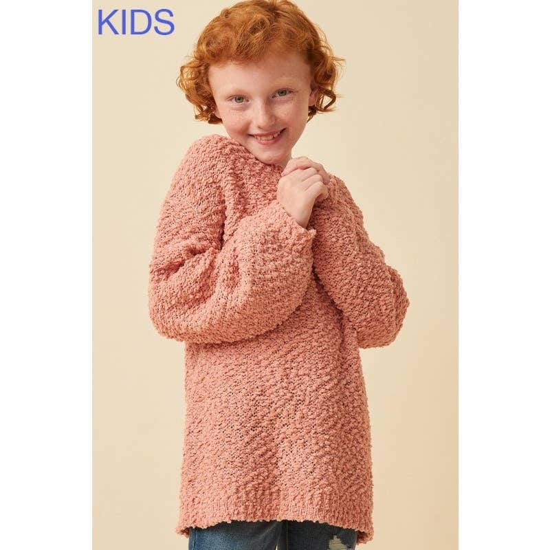 Girls Popcorn Knit Pullover Sweater