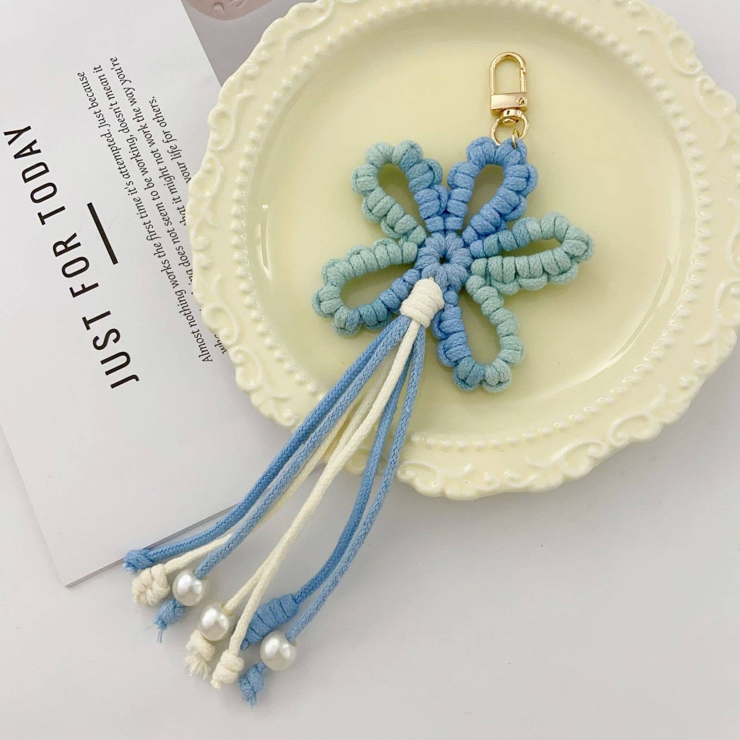 Hand-Woven Flower Keychain