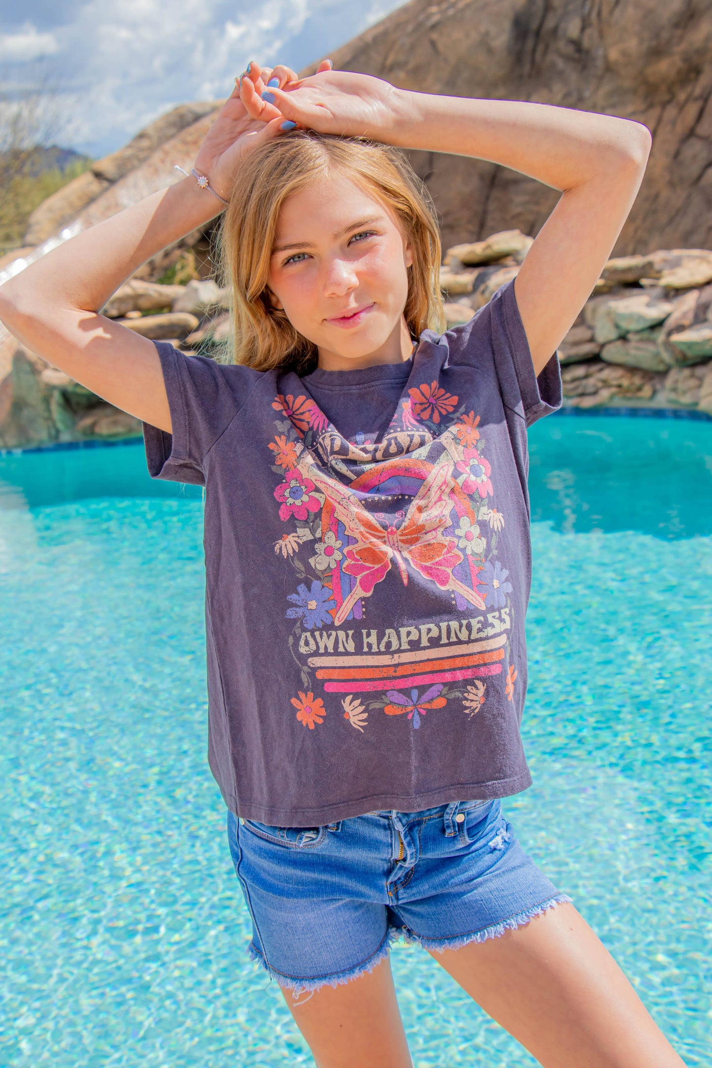 Find your own happiness butterfly graphic tee