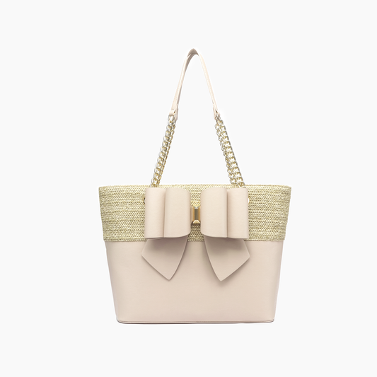 Daisy Fall Bowtie Dual Straw Tote Bag