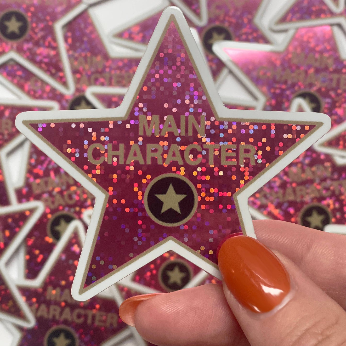 Glitter Main Character Star Sticker