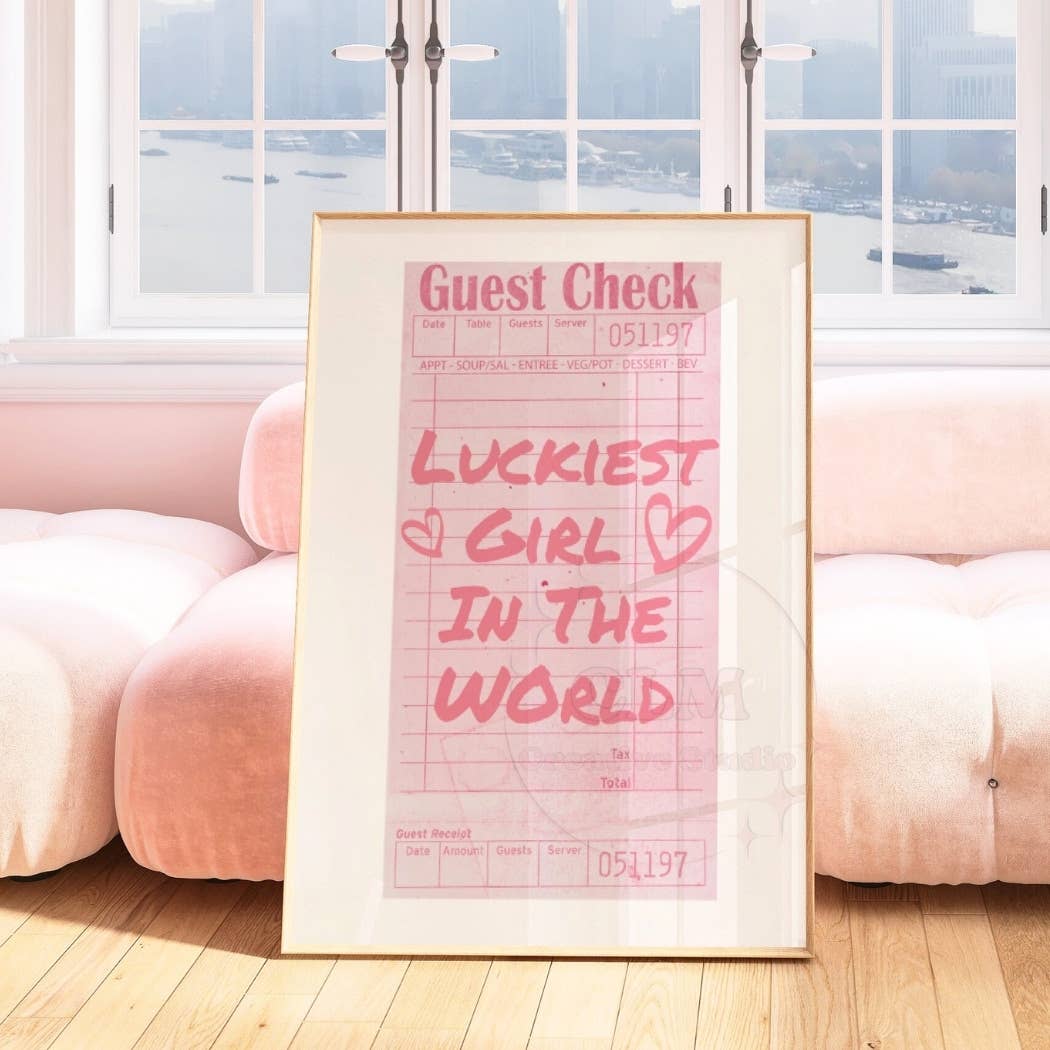 Luckiest Girl In The World Guest Check Wall Art Prints