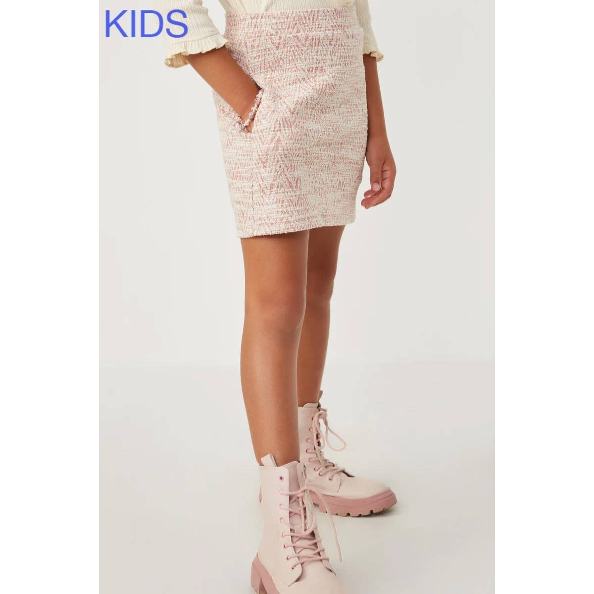 Girls Pocketed Marled Textured Knit Skirt