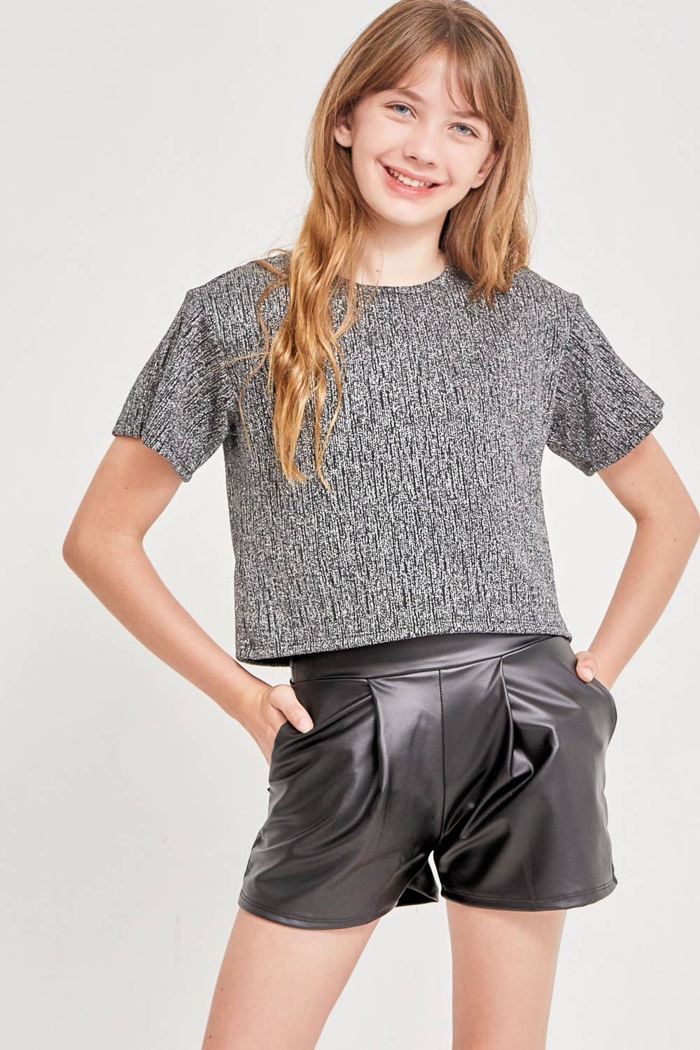 Faux Leather Pleated Shorts