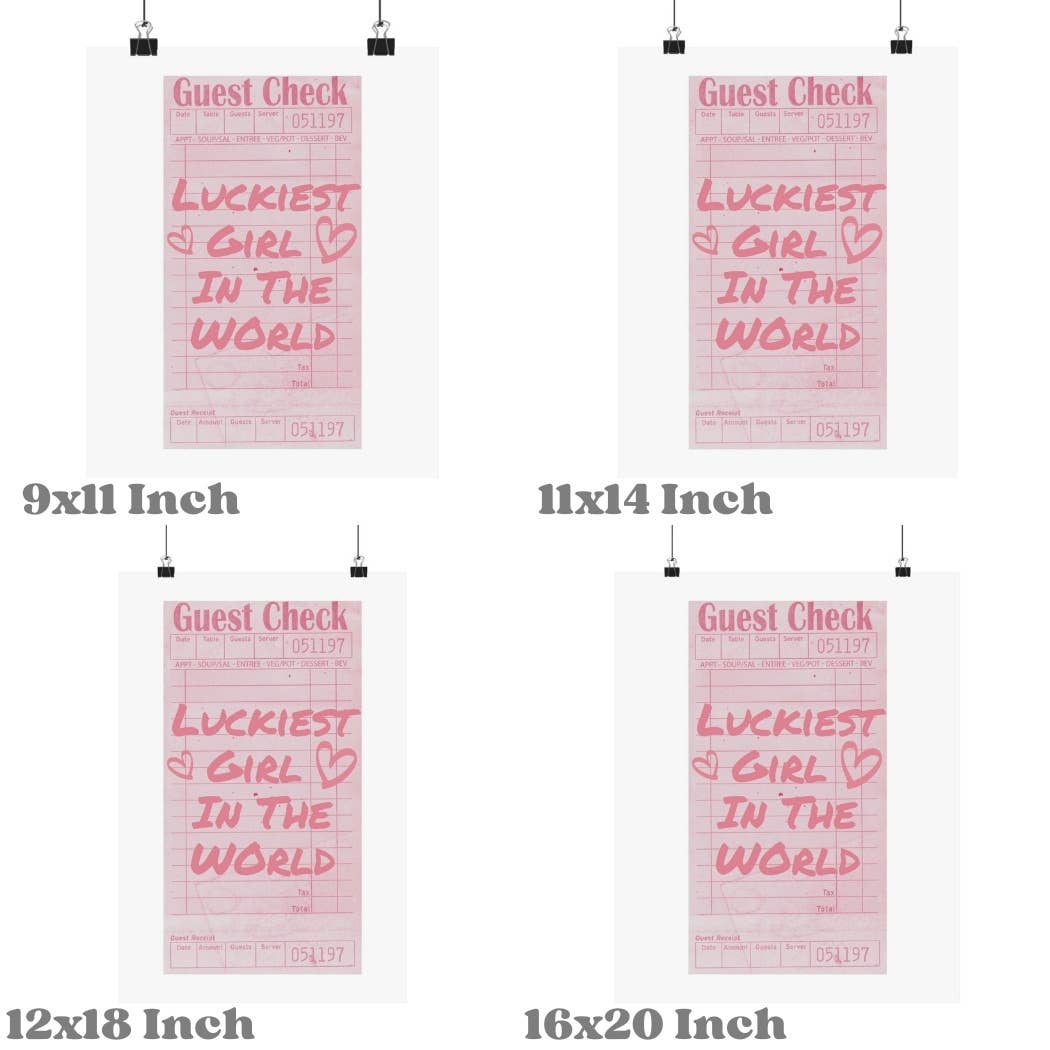 Luckiest Girl In The World Guest Check Wall Art Prints