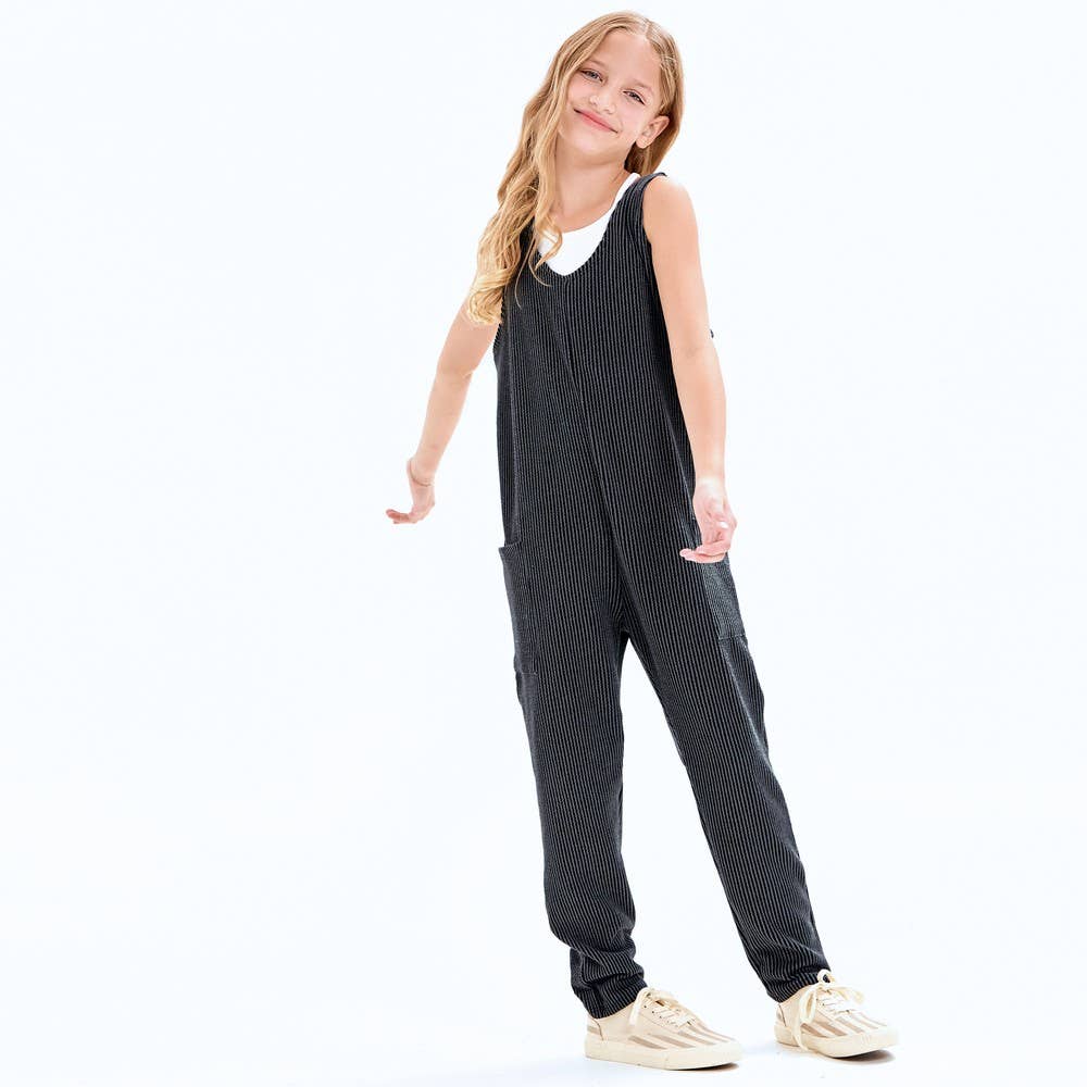 Embossed Rib Sleeveless Jumpsuit /Overall /Onesie