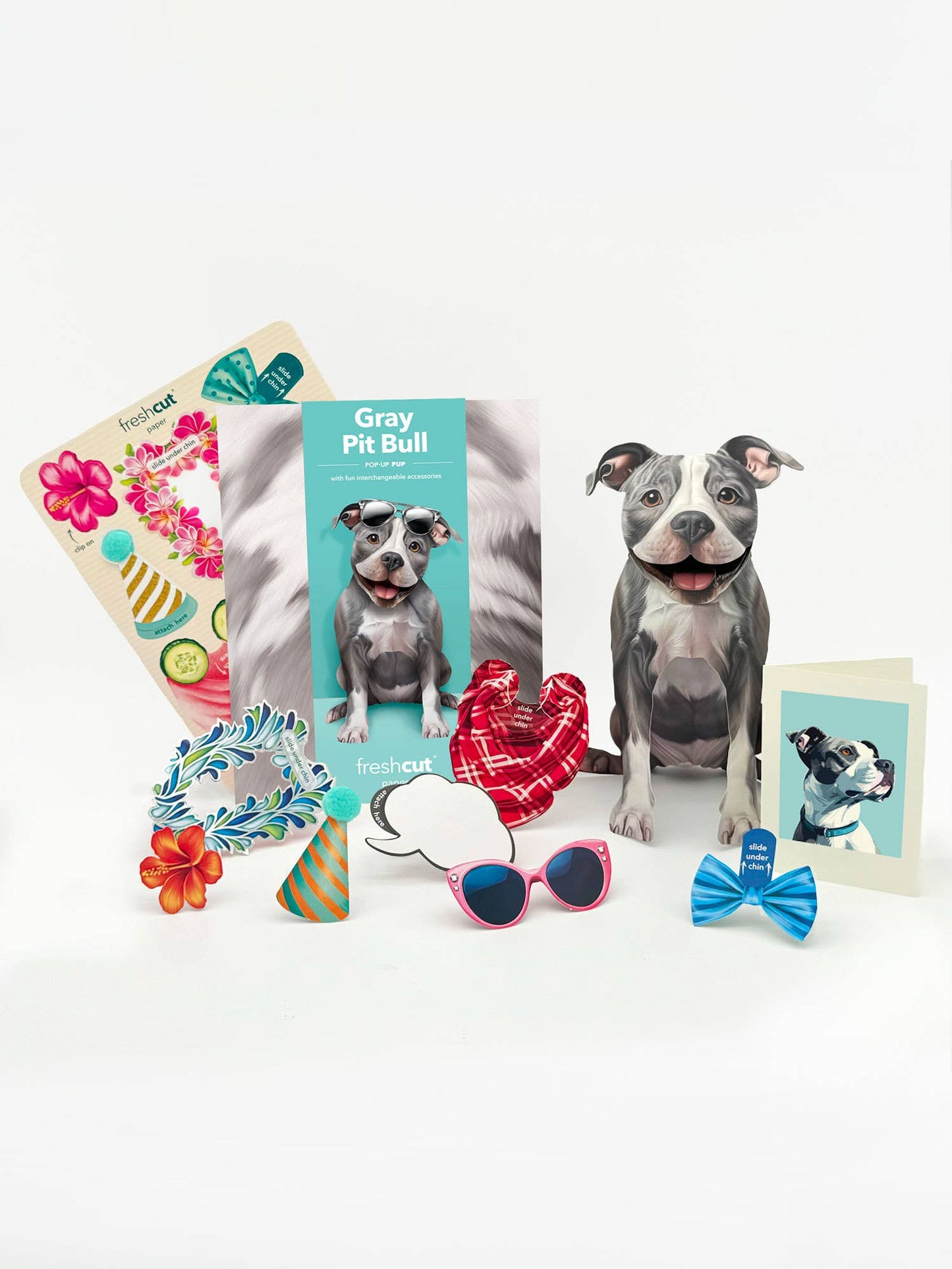 Gray Pitbull Pop-up Greeting Card