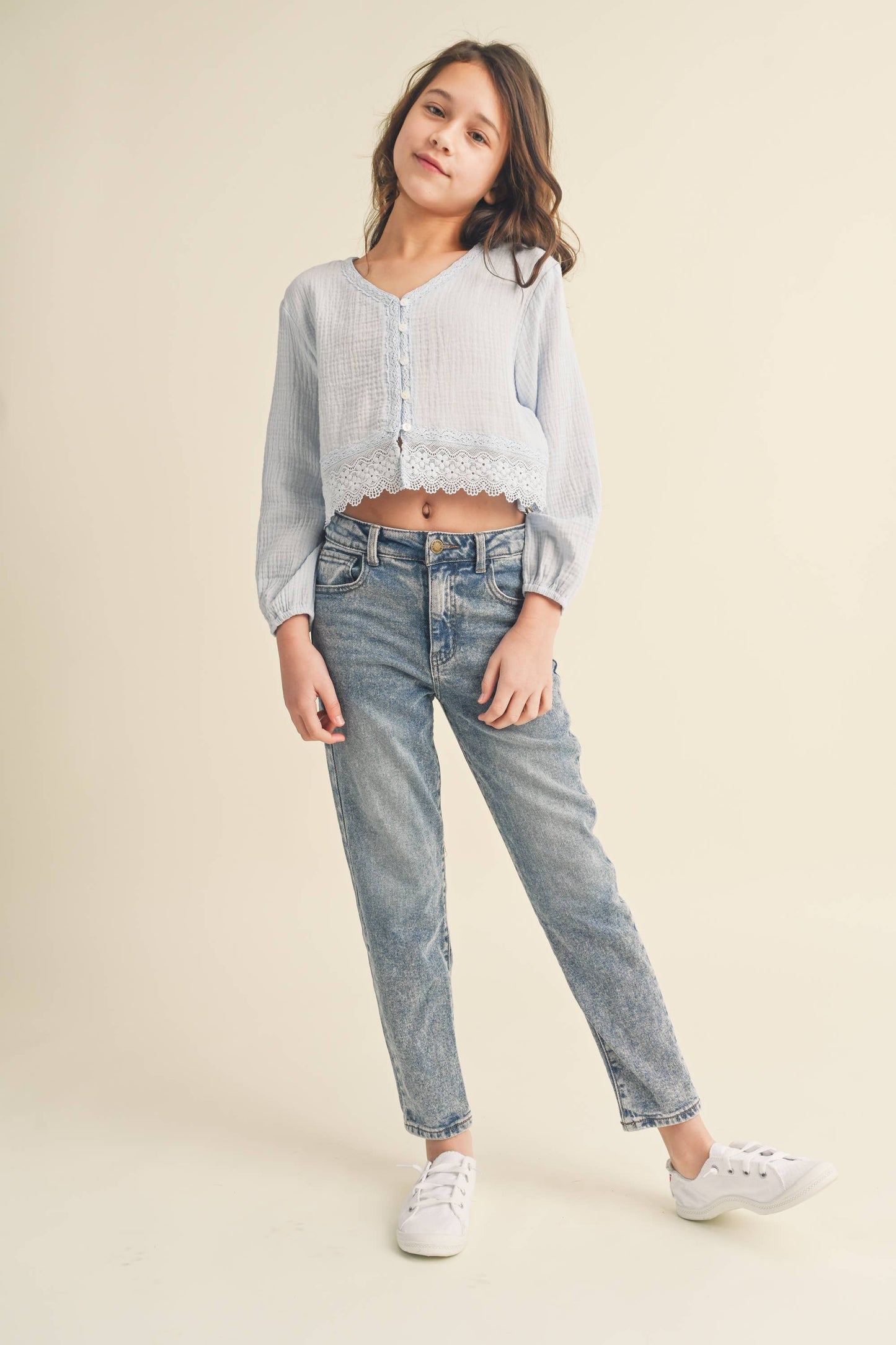 L/S BUTTON DOWN CROPPED TO