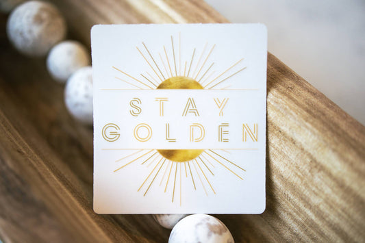 Stay Golden, Sun, Clear Vinyl Sticker, 3in.
