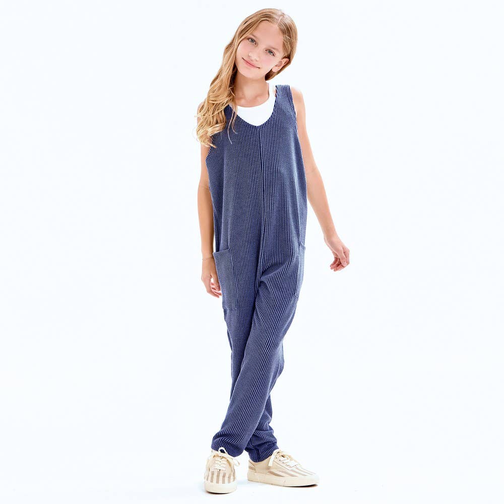 Embossed Rib Sleeveless Jumpsuit /Overall /Onesie