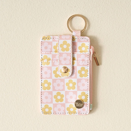 Keychain Wallet-Flower Check Peach