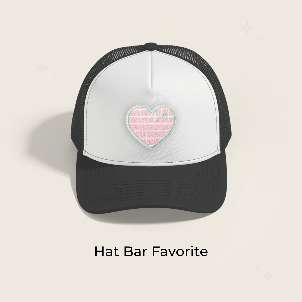 Preppy Pink w/Green Grid Heart Embroidered Patch