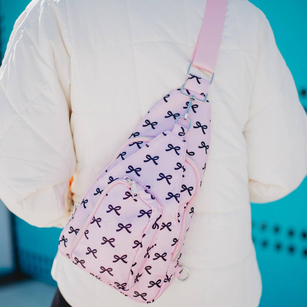 Black & Pink Mini Bows Crossbody Sling Bag