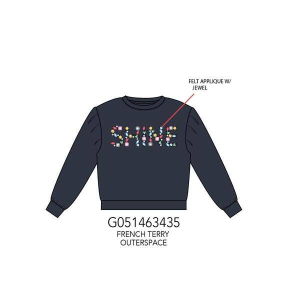 SHINE 3D applique Jewel tween holiday fashion sweatshirt