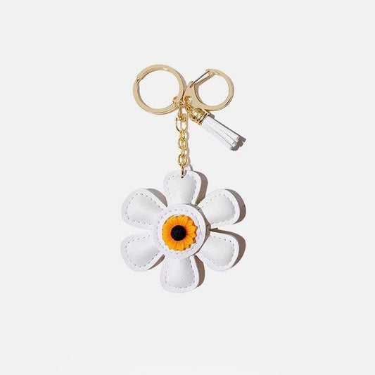 Sunflower Leather Keychain