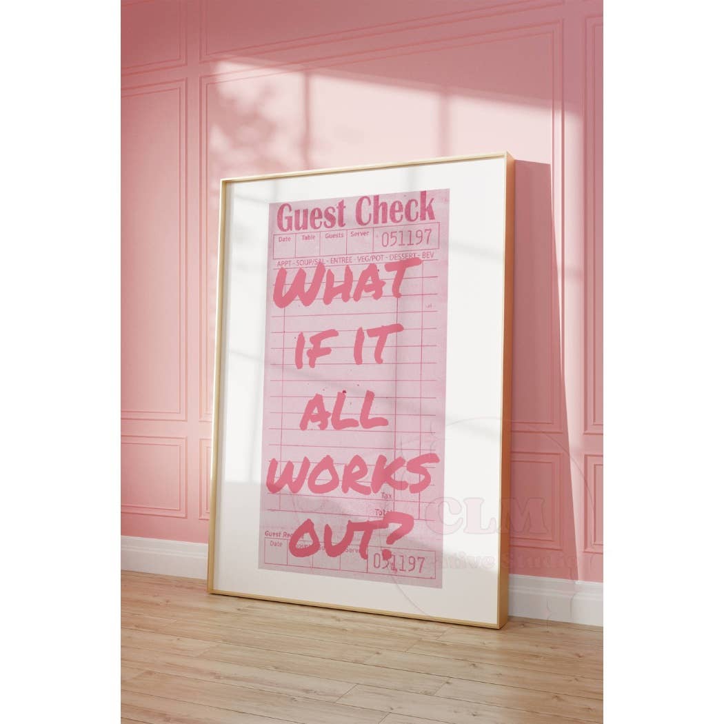 What If It All  Works Out Pastel Pink Guest Check Wall Art