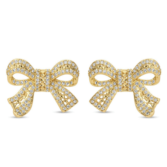 Large Pave Bow Stud Earrings