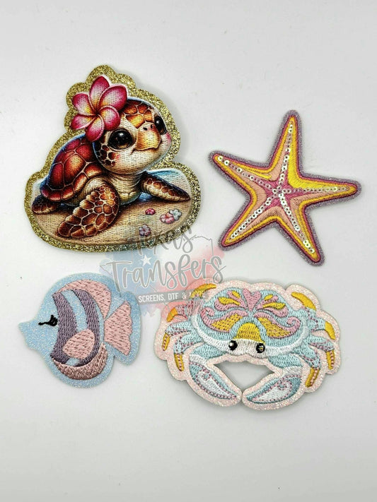 Pink Glitter Crab Iron-On PATCH