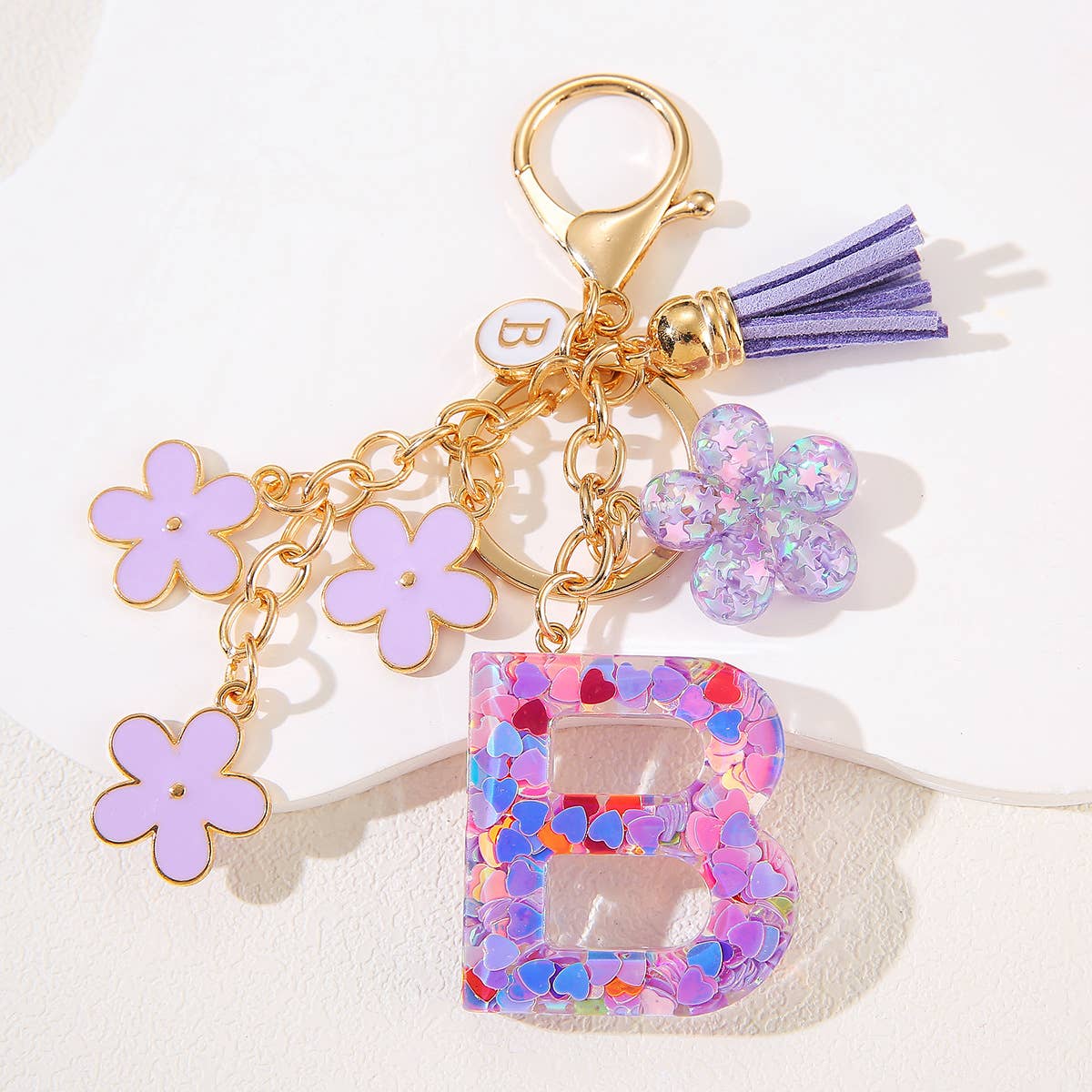 Purple Initial Keychain