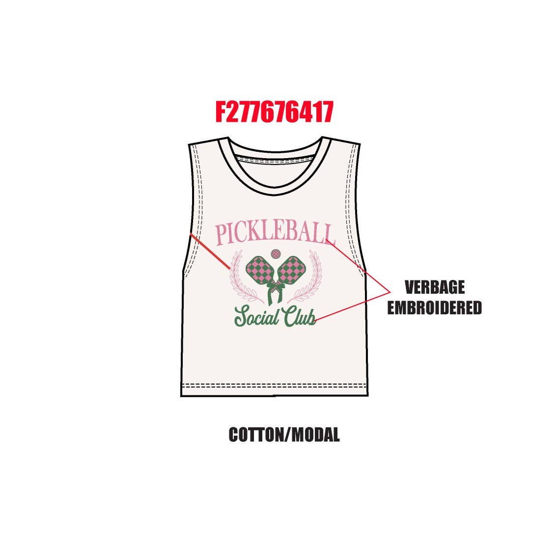 Pickleball social club embroidery tank top