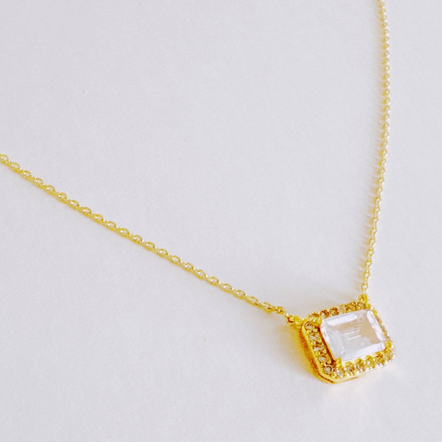 Radiant Emerald Cut Pendant Necklace