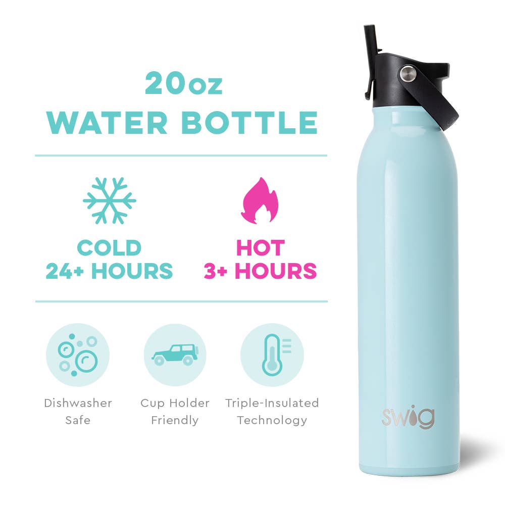 Shimmer Aquamarine Flip + Sip Water Bottle (20oz)