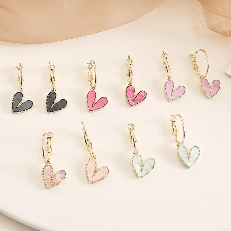 Heart Dangle Colored Earrings