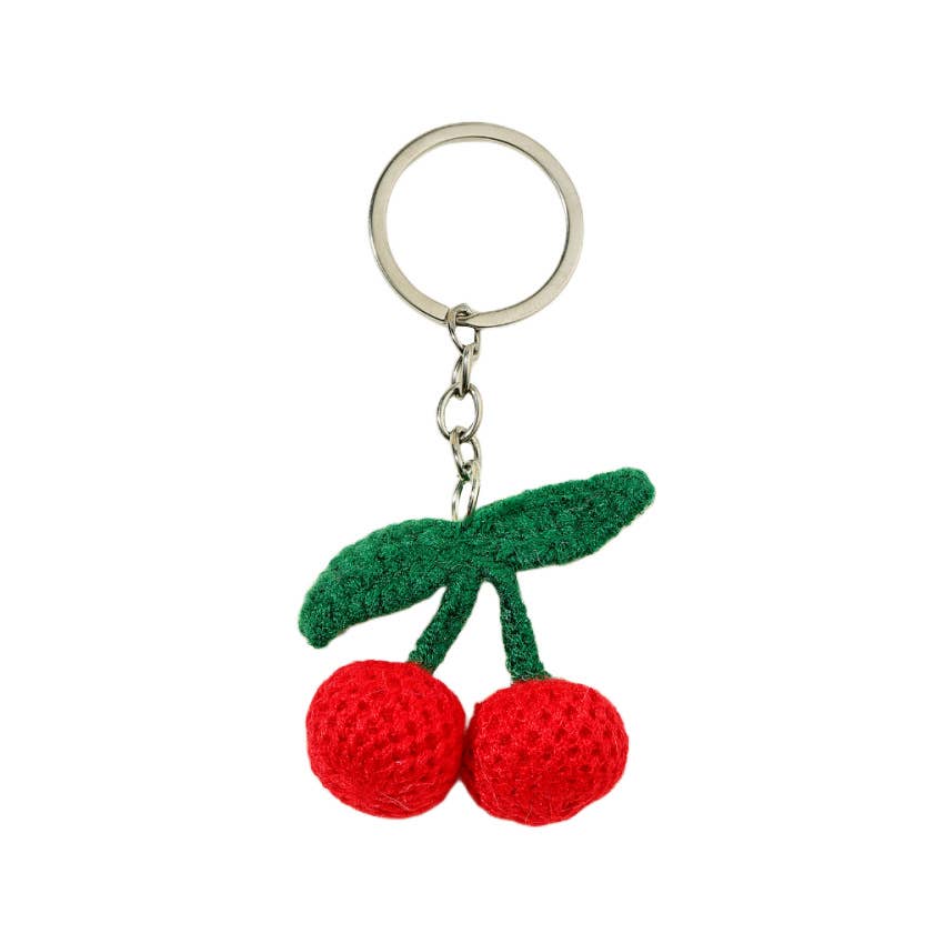 Cute Knitted Cherry Keychain Bag Pendant