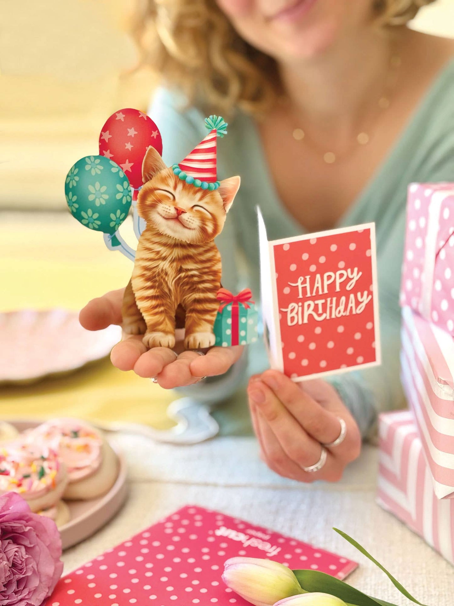 Mini Birthday Kitten Mini Pop-up Greeting Card