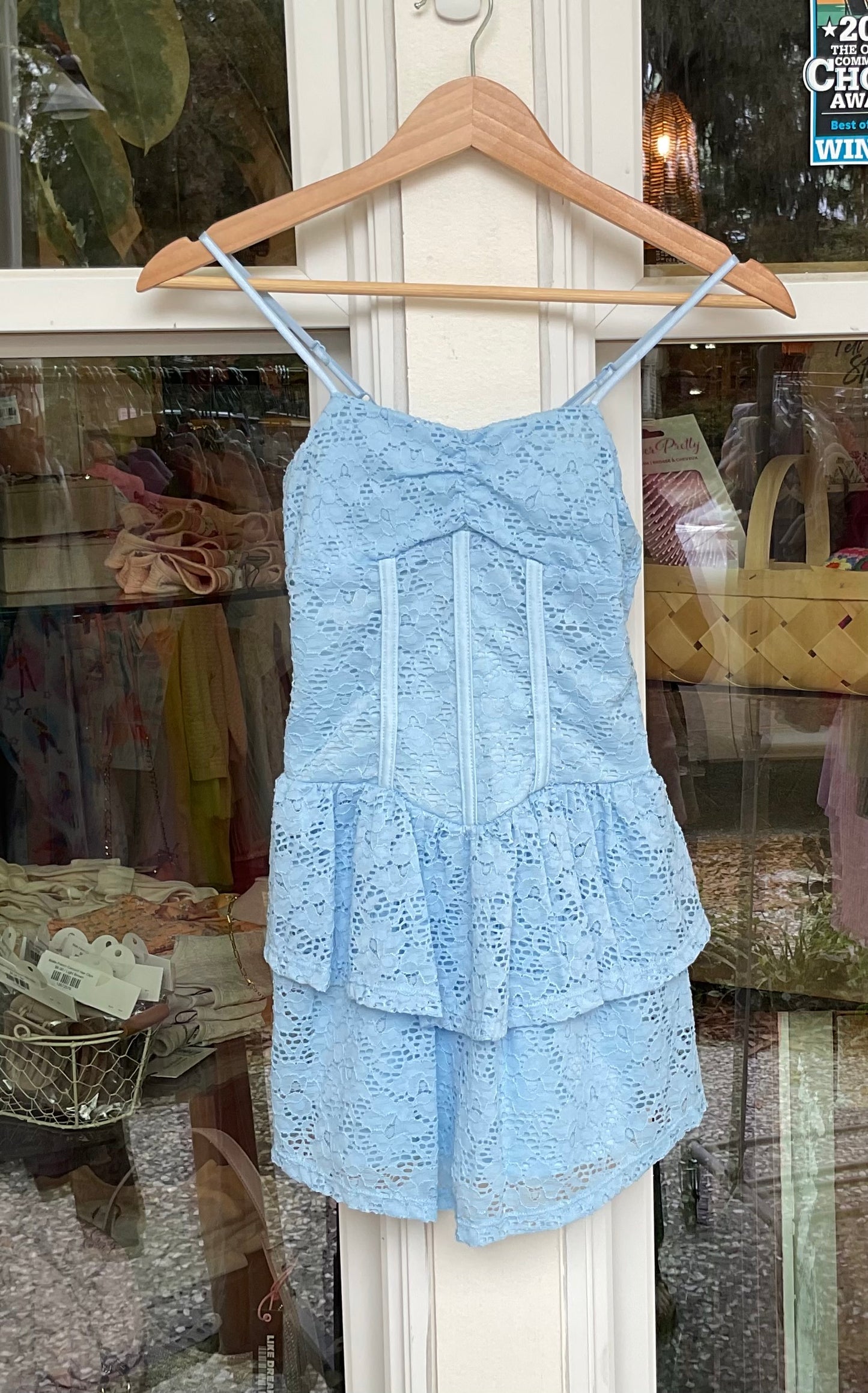 Eyelet Bodice Tiered Dress