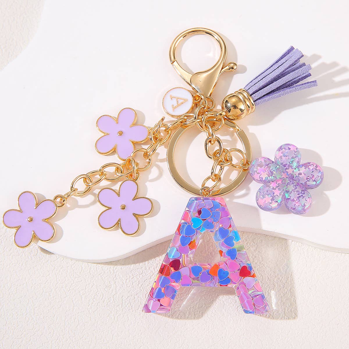 Purple Initial Keychain