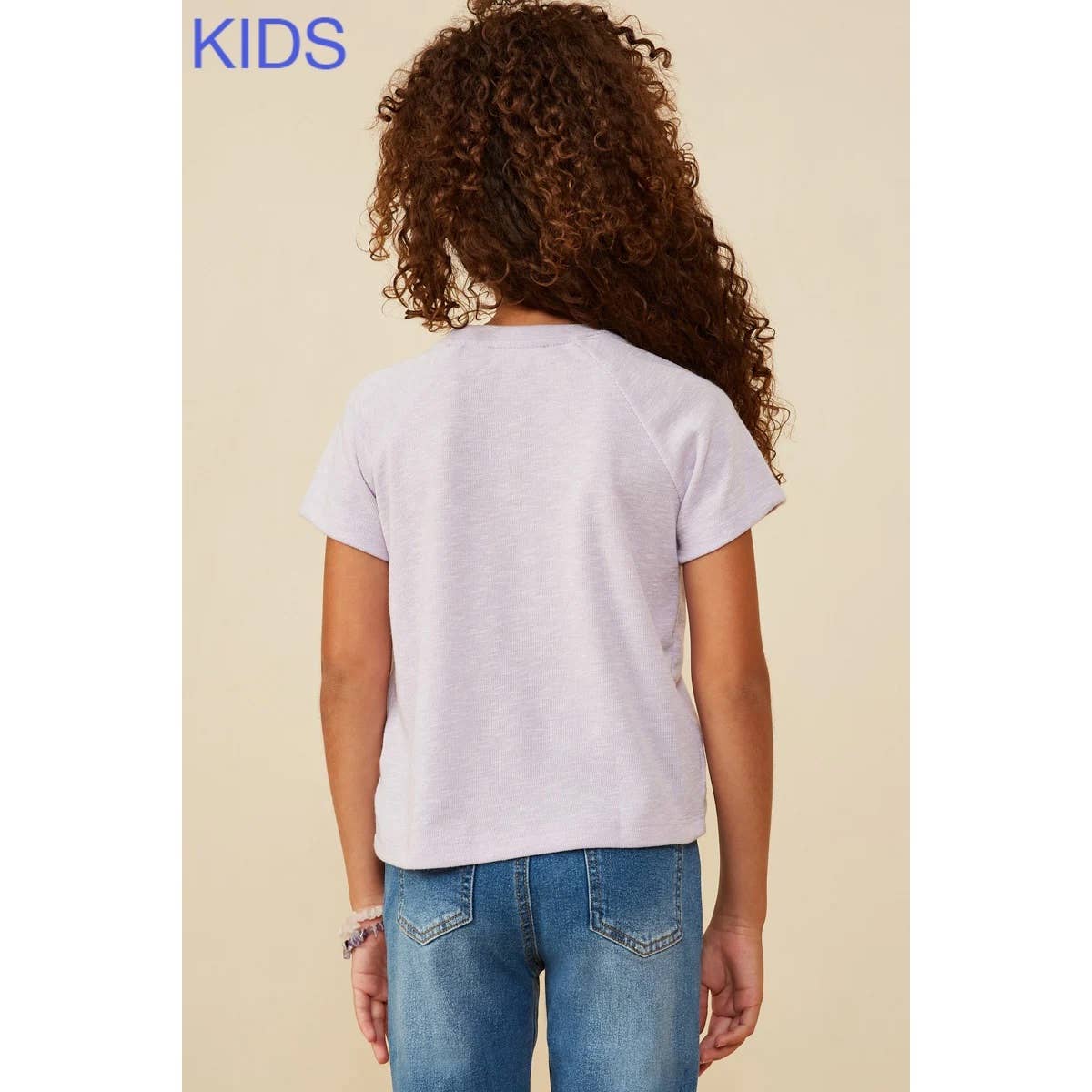 Girls Pearl Ribbon Patch Knit T Shirt