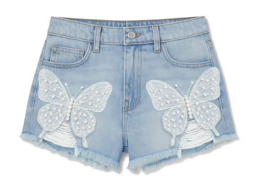 MESH BOW PEARL DESTRUCTED SHORTS