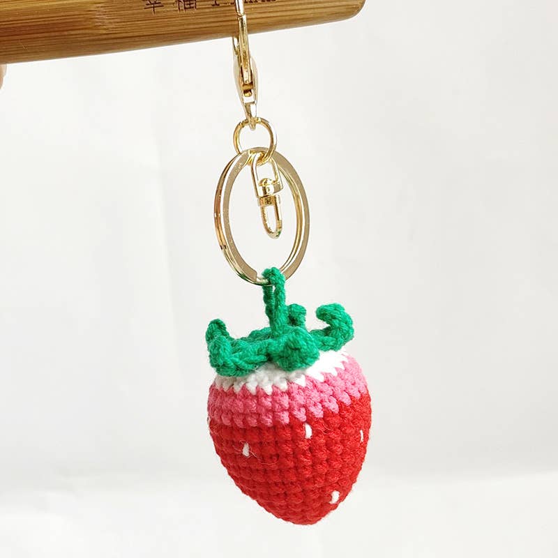 Strawberry Handmade Knitted Keychain