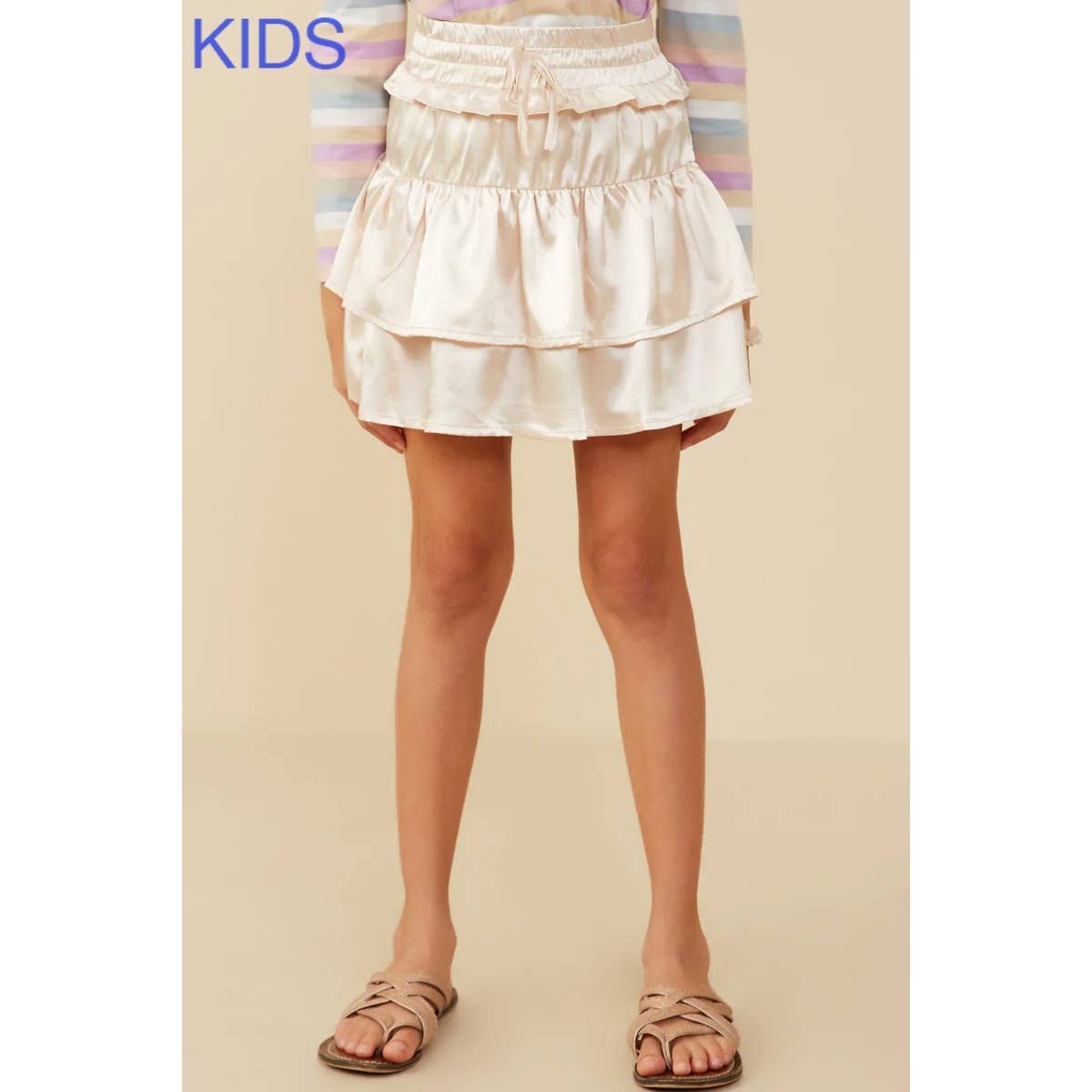 Girls Tiered Tie Detail Satin Skirt