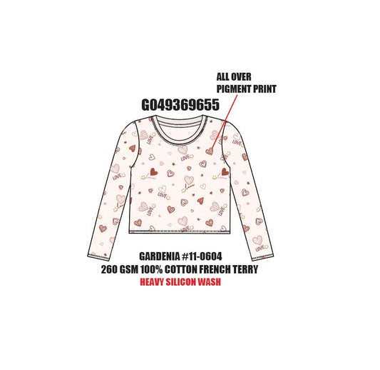 All Over Love Hearts  Star Print Long Sleeve