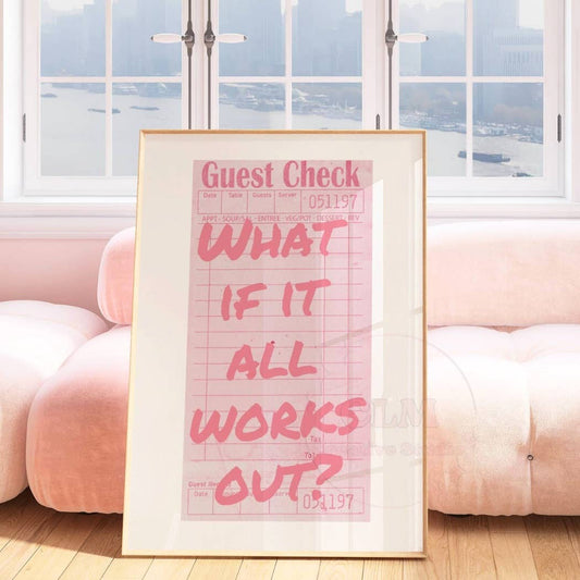 What If It All  Works Out Pastel Pink Guest Check Wall Art