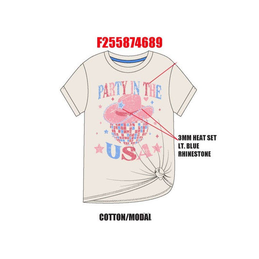 Party in the USA graphic rhinestone t-shirt
