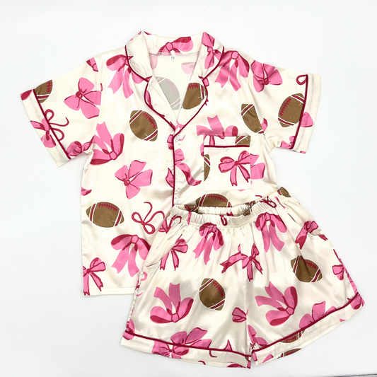 Football Bows Silky PJ Set