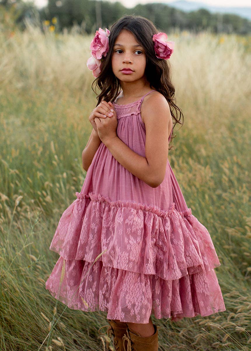 Kid's Catrina Dress in Dusty Rose