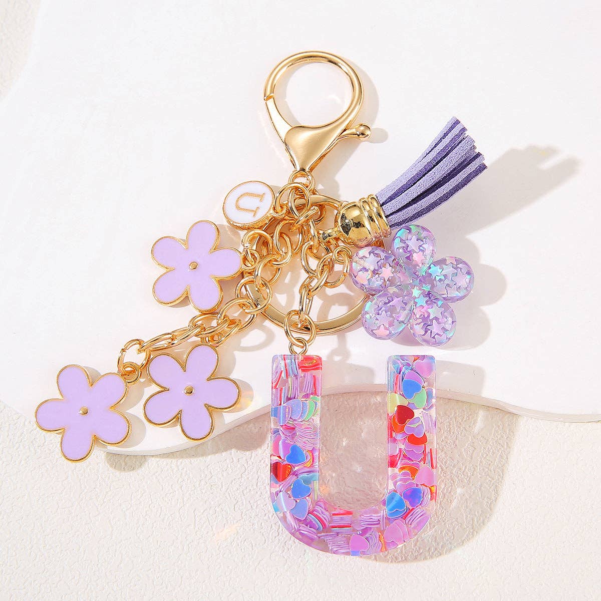 Purple Initial Keychain