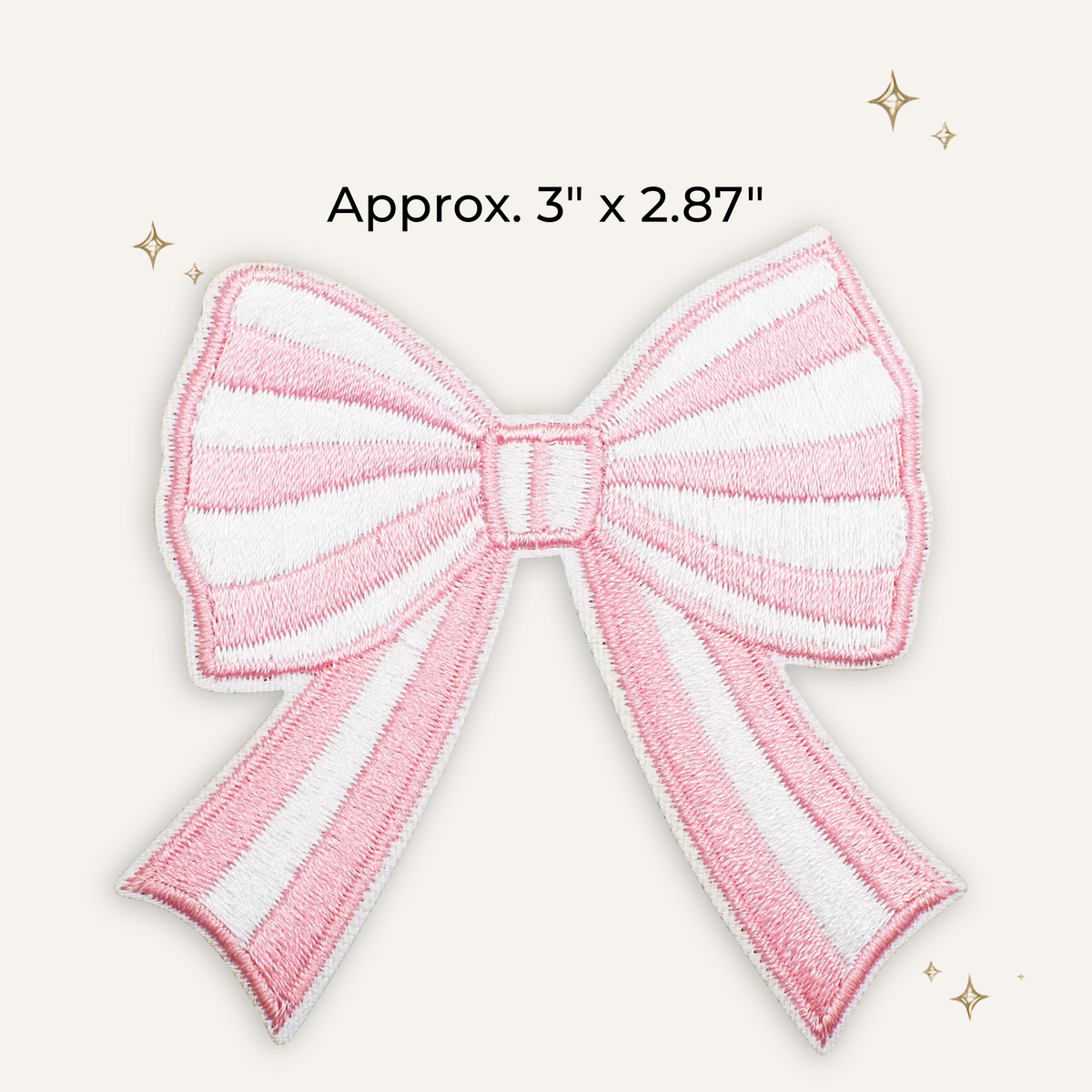 Striped Bow Baby Pink Embroidered Patch