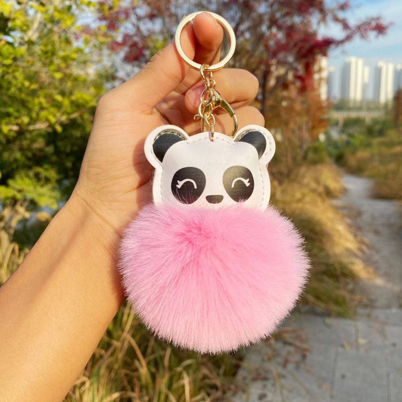 Panda Pom Pom Keychain