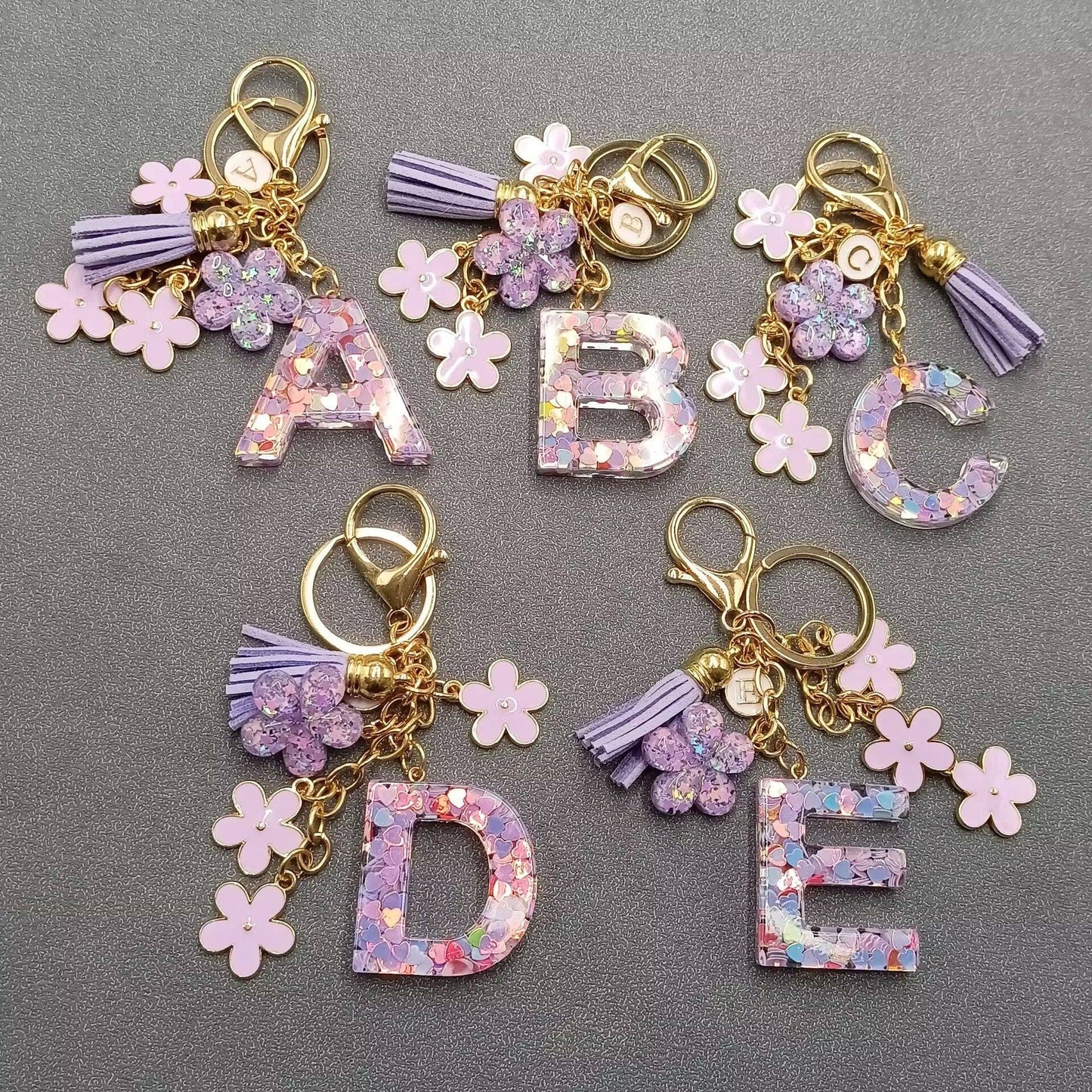 Purple Initial Keychain
