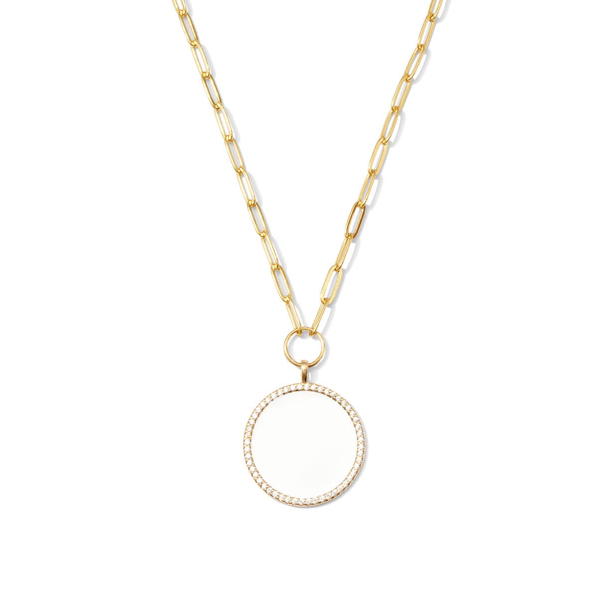 Circle Pave Pendant Necklace