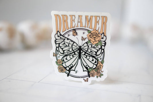 Dreamer Butterfly Clear Sticker, 3x3