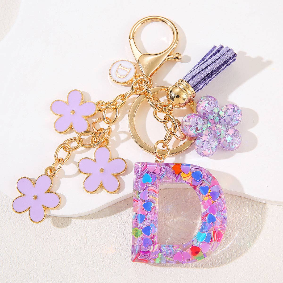 Purple Initial Keychain