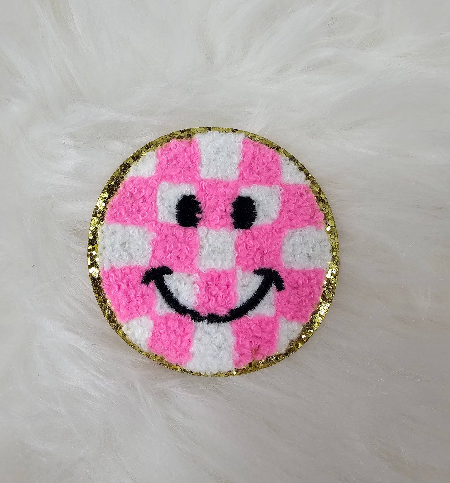 Checkered Smile Face Patch