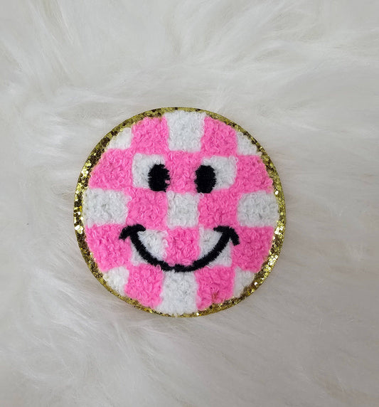 Checkered Smile Face Patch