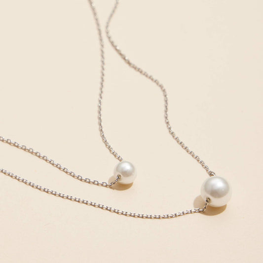 Double Pearl Layered 18K Gold Dip Necklace